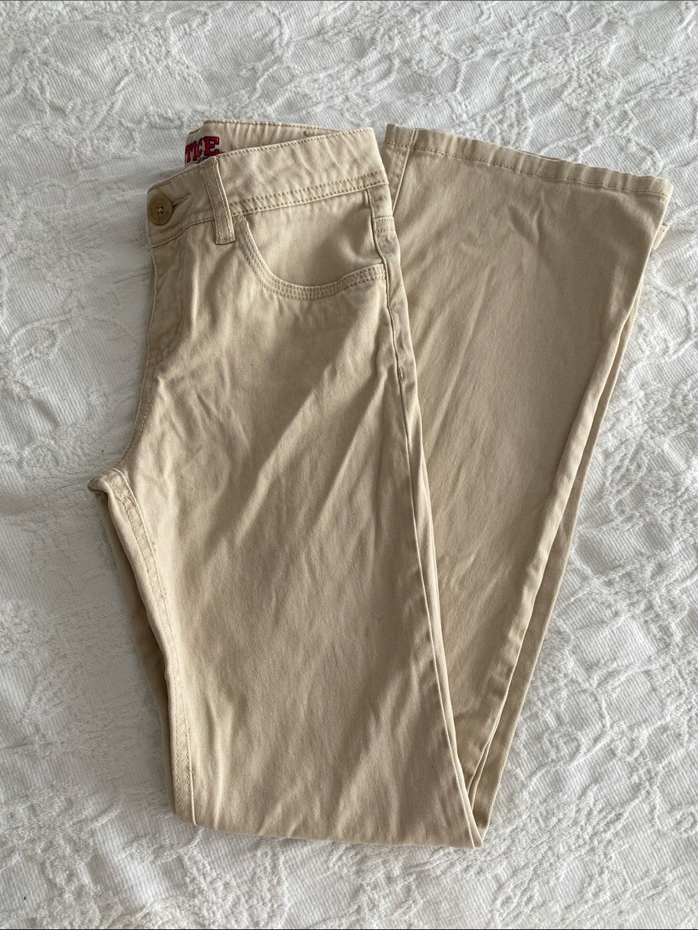 Justice Girls Khaki/Tan Pants with Embroidered Waistband